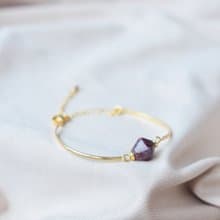 【環保手鏈】星目紫寶石可調節鍍金細手鐲/手工/禮物/推薦