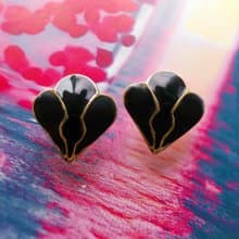 Vintage Jewelry 西洋古董飾品 黑色調 花瓣 簡約 針式耳環