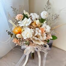 白橘色系永生花新娘捧花 韓式新娘手捧花