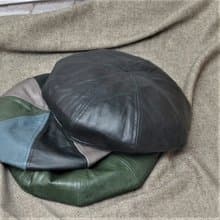 貝雷帽 羊皮藝術家 黑色 軍風扁帽 韓風時尚皮帽