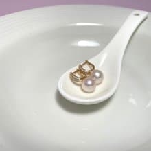 水桶款 天然淡水珍珠 極光炫彩 滿鑲 純銀耳環