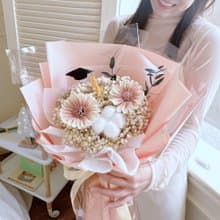 簡約太陽花花束 畢業花束 向日葵花束 乾燥花束 奶茶色花束