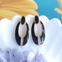 Vintage Jewelry 西洋古董飾品 黑色調 復古摩登優雅 針式耳環