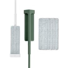 QUICK MOP 免手洗平板拖把2入(白/綠)+拖布10入