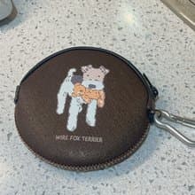 Wirefoxterrier 剛毛獵狐梗 防撞防潑水皮革 零錢包 陪我玩 咖啡