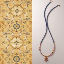 原創手工柿蒂紋青金石碧璽毛衣項鏈好運手工項鏈