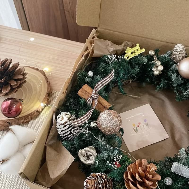 【永生聖誕花圈】聖誕節 雪松 交換禮物 聖誕禮物 永生聖誕樹卡片