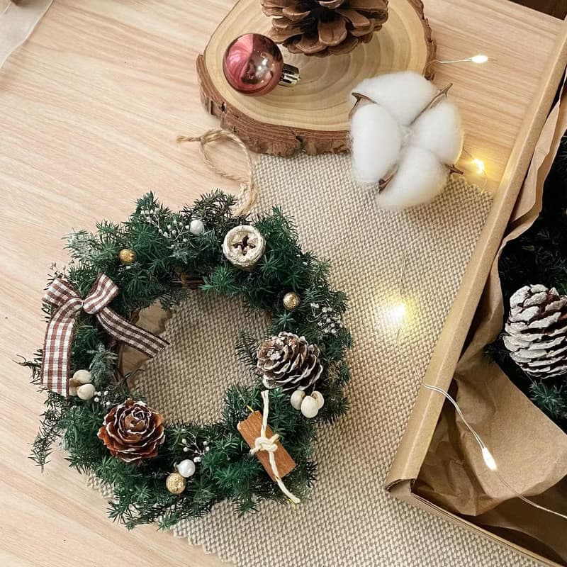 【永生聖誕花圈】聖誕節 雪松 交換禮物 聖誕禮物 永生聖誕樹卡片