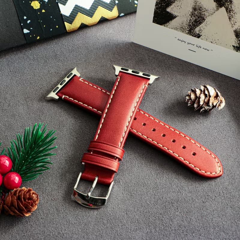 APPLE WATCH適用 美國 Horween 油皮錶帶 - 紅磚色