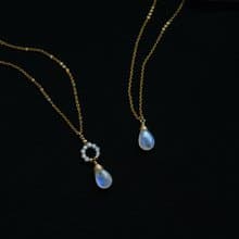 無垢 月光石項鍊 藍暈