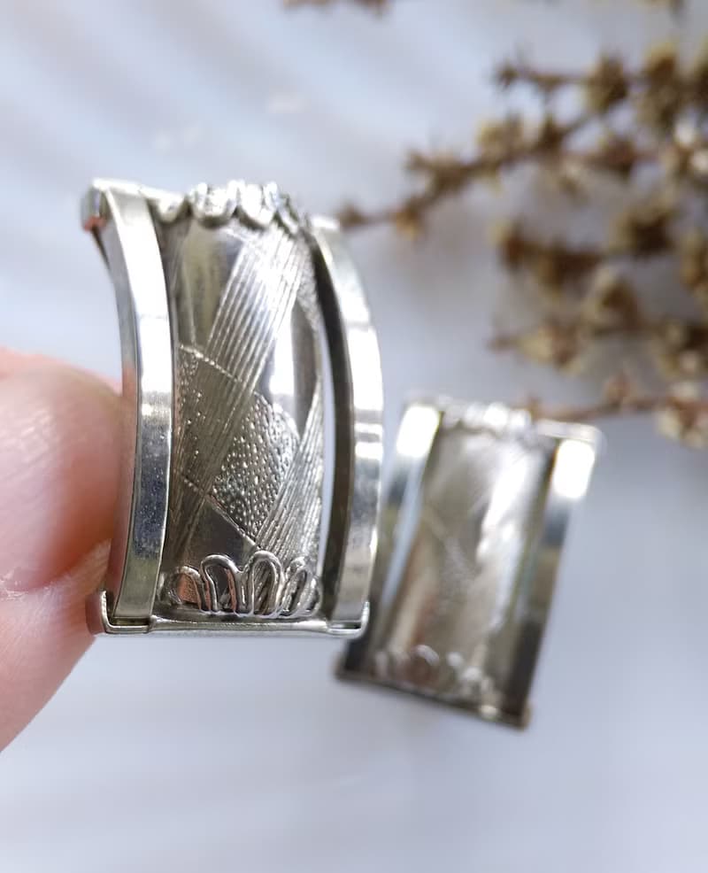 Vintage Jewelry 西洋古董飾品 銀色調 個性 立體 夾式耳環