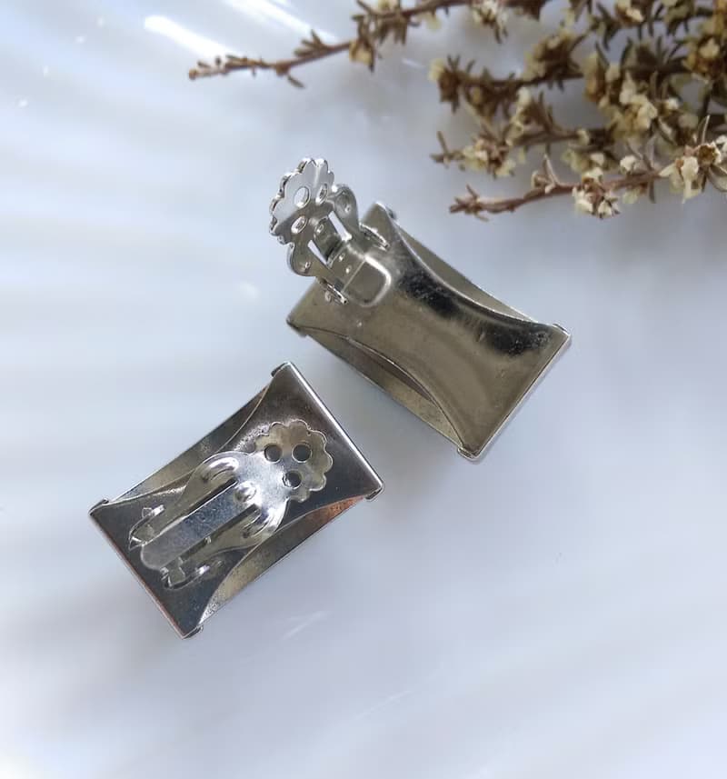 Vintage Jewelry 西洋古董飾品 銀色調 個性 立體 夾式耳環