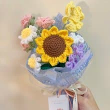 向日葵小花束  編織花 鉤織花 針織花 畢業花束七夕
