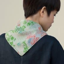 印花絲棉絲巾 - LACE STORY 蕾絲故事 (水氣灰)