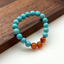 【射手摩羯座|12月生日】藍松石紅瑪瑙鍍銀手鏈 幸運勇氣鼓勵信心