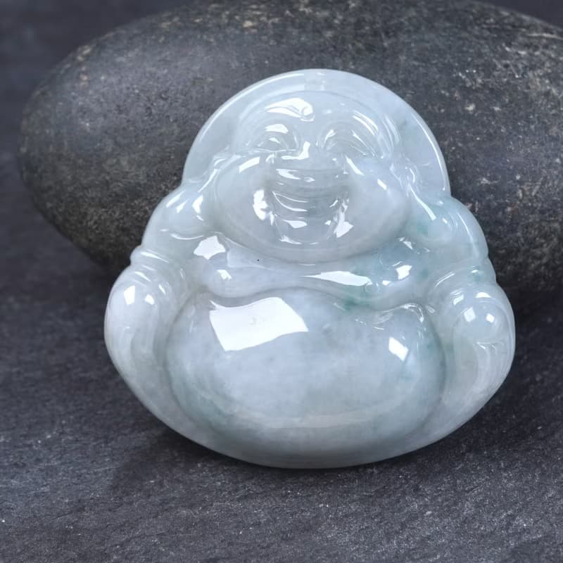 飄藍花翡翠彌勒佛佛公項鍊 | 裸石 | 天然緬甸玉翡翠A貨 | 送禮