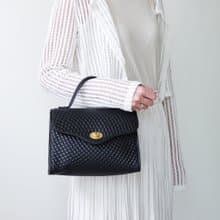 Vintage Bally 黑色小羊皮絎縫手提包