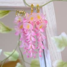 藤花垂墜耳夾式耳環/口紅藤【藤戀】