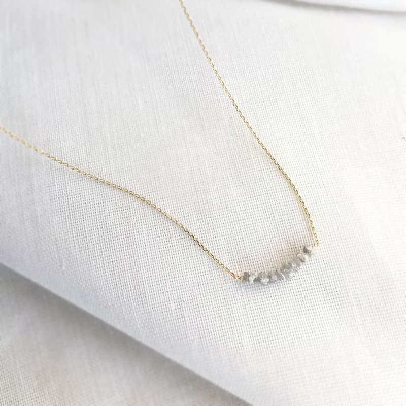 K14gf raw diamond Necklace, April Birthstone, Diamond Dainty Necklace