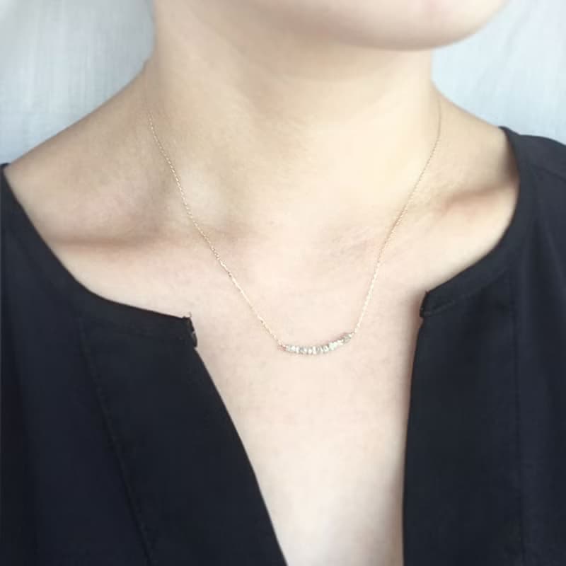 K14gf raw diamond Necklace, April Birthstone, Diamond Dainty Necklace