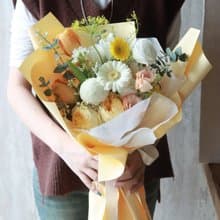 檸檬奶油 鬱金香 非洲菊 鮮花花束/限台中地區