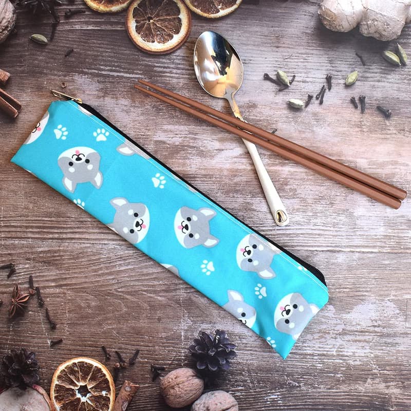 外出餐具組(筷袋+筷子+湯匙)_微笑柴犬