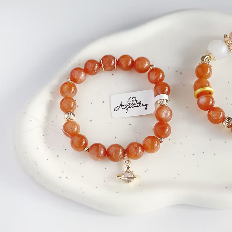 Amelia Jewelry丨木星丨高品金沙太陽石橙月光原創設計手鍊