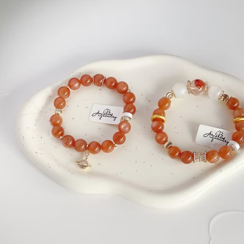 Amelia Jewelry丨木星丨高品金沙太陽石橙月光原創設計手鍊