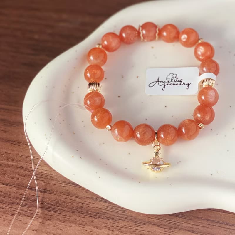 Amelia Jewelry丨木星丨高品金沙太陽石橙月光原創設計手鍊