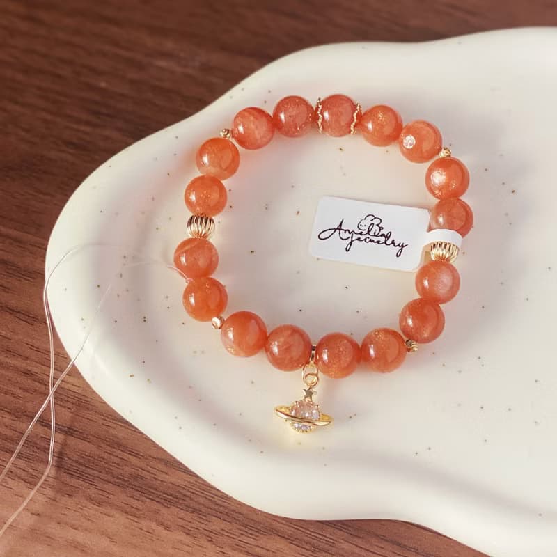 Amelia Jewelry丨木星丨高品金沙太陽石橙月光原創設計手鍊