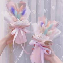 馬卡龍兔尾草小花束 情人節 永生花花束 乾花花束 畢業花 禮物