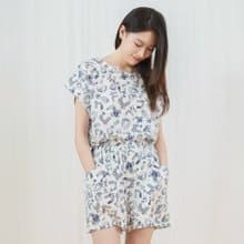 奇幻森林寬版落肩居家服-UMORFIL莫代爾天絲-深藍