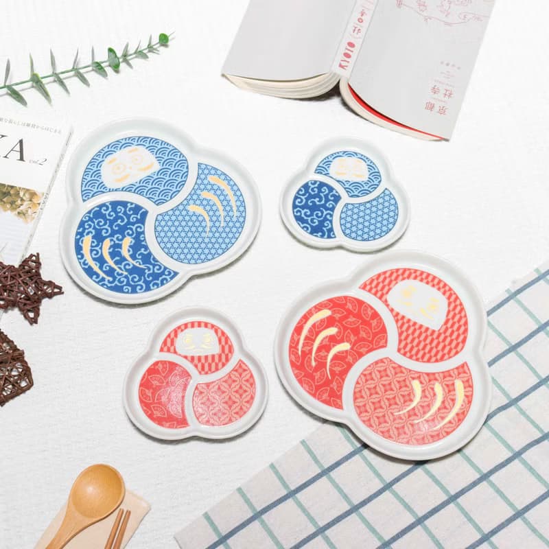 【九谷燒達摩造型盤】大小各二色