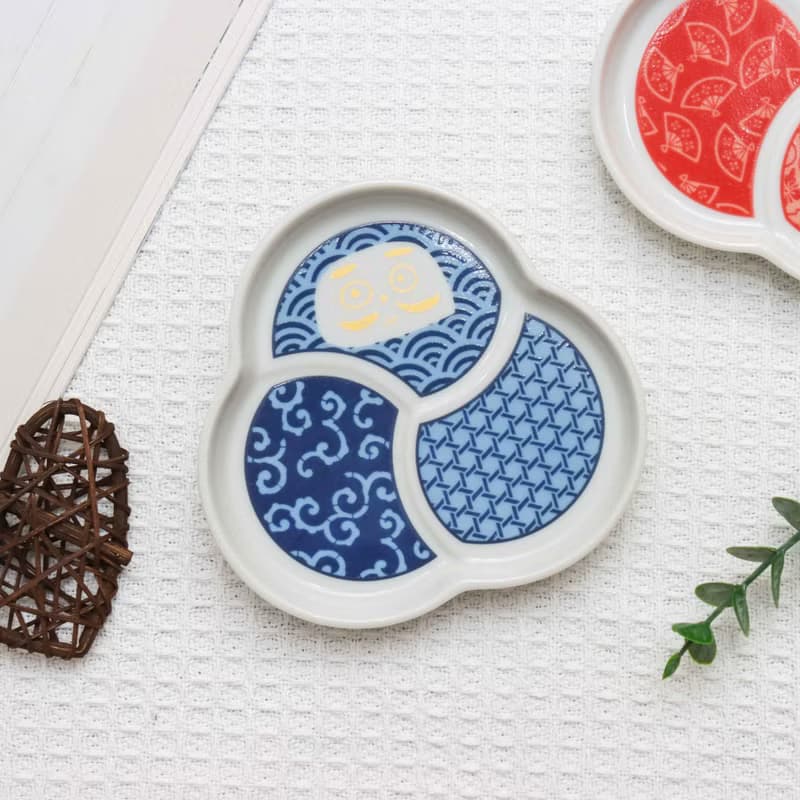 【九谷燒達摩造型盤】大小各二色