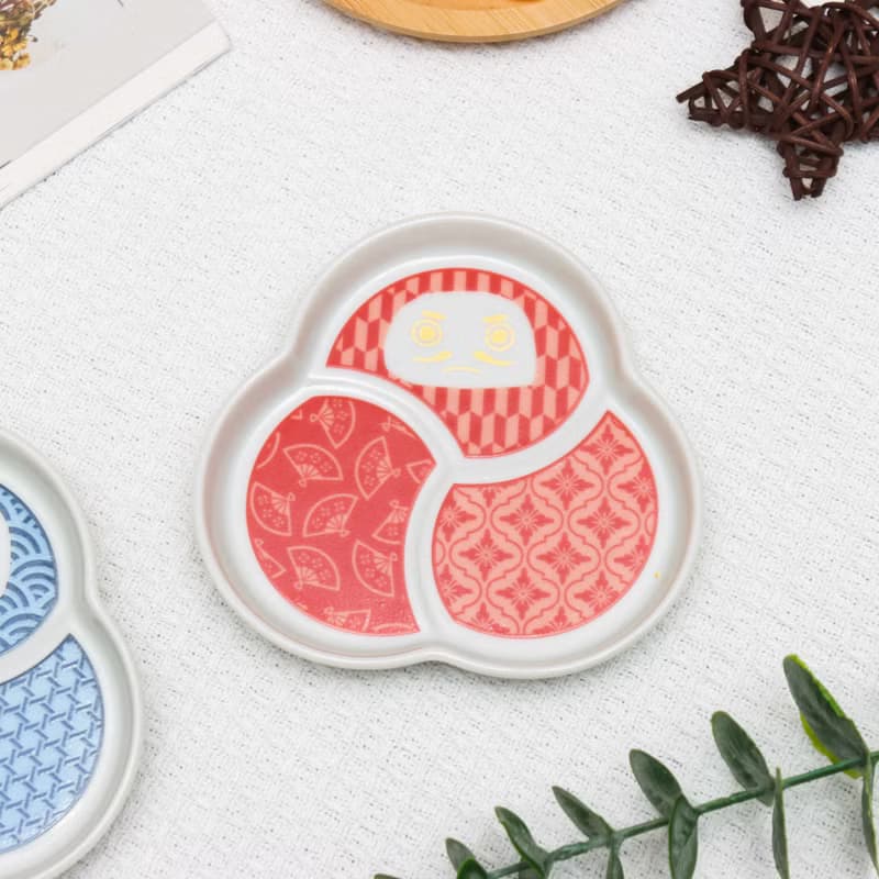 【九谷燒達摩造型盤】大小各二色