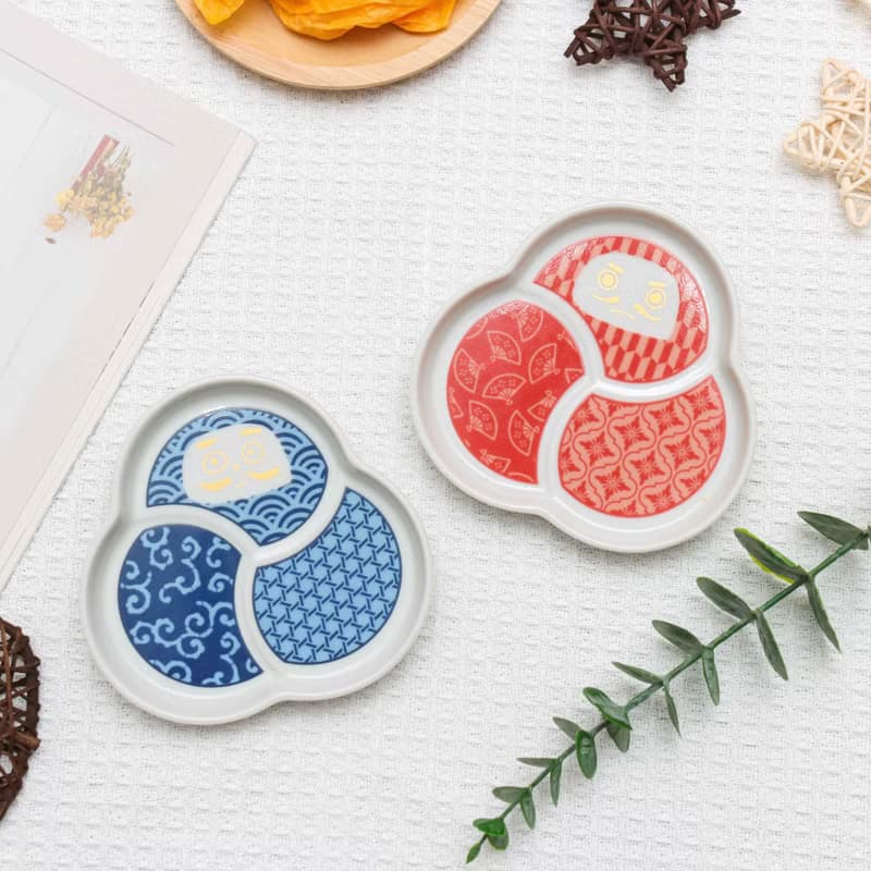 【九谷燒達摩造型盤】大小各二色