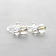 シャボン玉, シリコンイヤリング, ノンホールピアス, 水晶, シンプル, ゴールドカラー, 生日禮物, 日本製