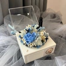 愛麗絲藍。花圈旋轉唱盤音響 永生花 情人節禮物 藍色玫瑰