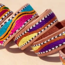 手工刺繡駱駝皮手繩/皮革手繩/皮革手環/真皮手環/刺繡手環-刺繡