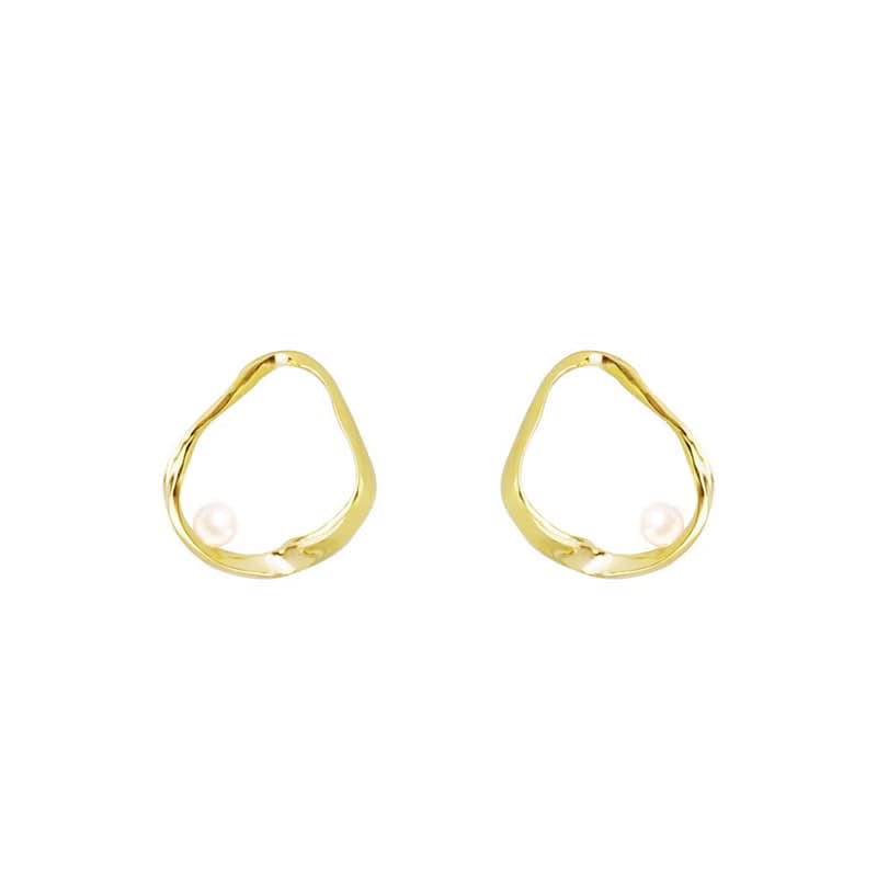 【品牌設計款最佳禮物】鏤空金絲  天然珍珠耳環