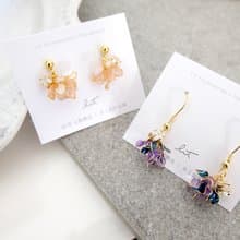 耳針/耳夾水晶花-海帶花裙(兩色)-光點飾品