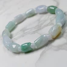冰種多彩翡翠隨形手珠手鍊 | 天然緬甸玉A貨翡翠 | 送禮