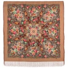 Pavlovo Posad Russian Shawl 100% Wool Scarf 125x125 cm Wrap Silk Fringe 1835-2