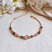 摩羯座水晶手鍊手環 | 兔毛晶、茶晶、橙月亮石 | 十二星座