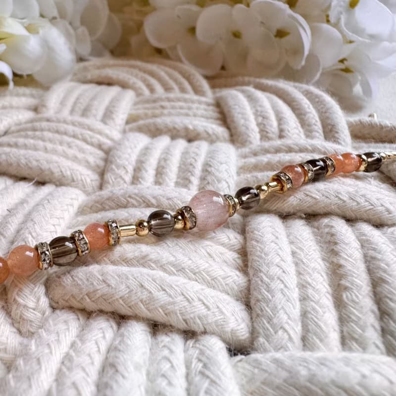 摩羯座水晶手鍊手環 | 兔毛晶、茶晶、橙月亮石 | 十二星座