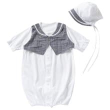 【日本OP mini】二件式新生兒/男生款派對禮服組/彌月禮 灰格子