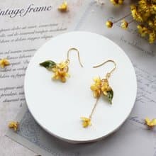 【小桂花不對稱耳環】桂花不對稱耳環  銅線樹脂 禮物 耳環/耳夾