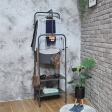 深木紋立方雙層吊掛衣帽架-霧灰/家居收納/交換禮物