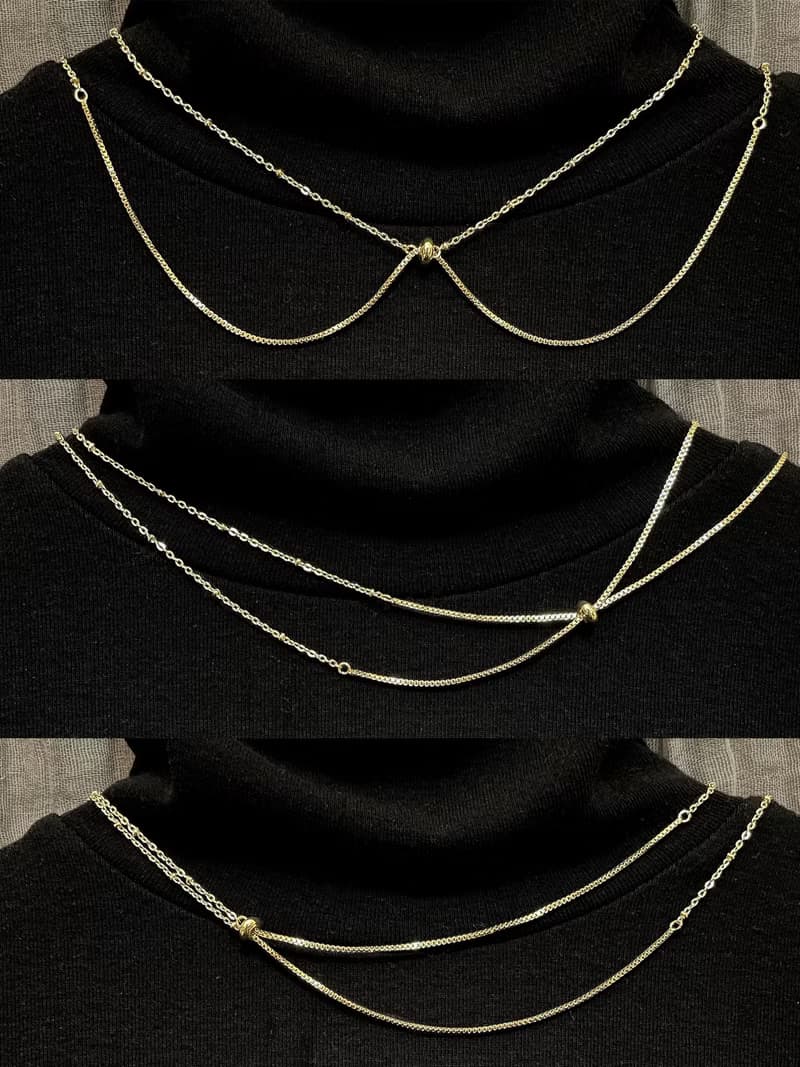 【金縷】可調節雙鍊項鍊 | 金色珠鍊 / 蛇鍊