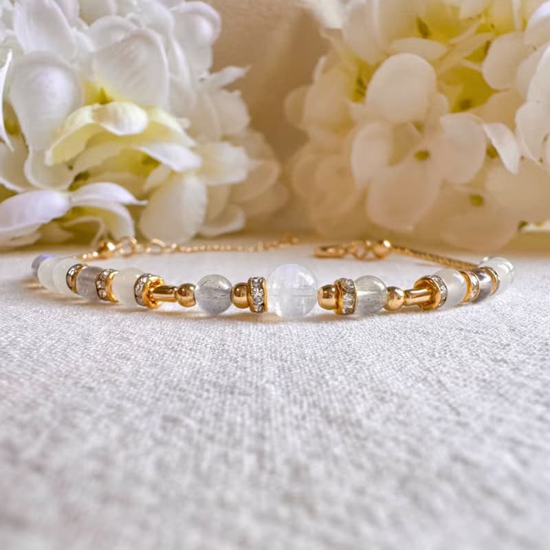 巨蟹座水晶手鍊手環 | 藍月亮石 拉長石 白月亮石 | 十二星座